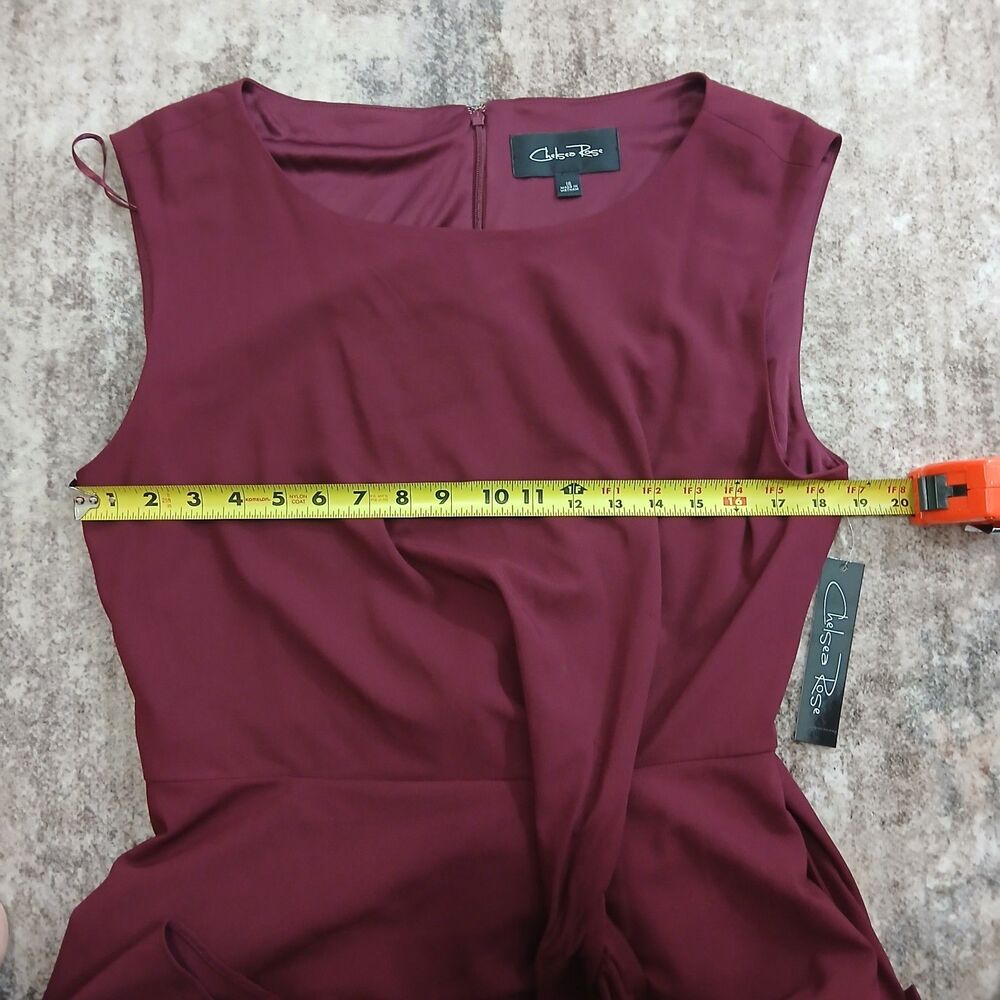 NWT Chelsea Rose Women's Size 16 Wine Burgundy Sleeveless Tie Waist A-Line Dress - Picture 12 of 16